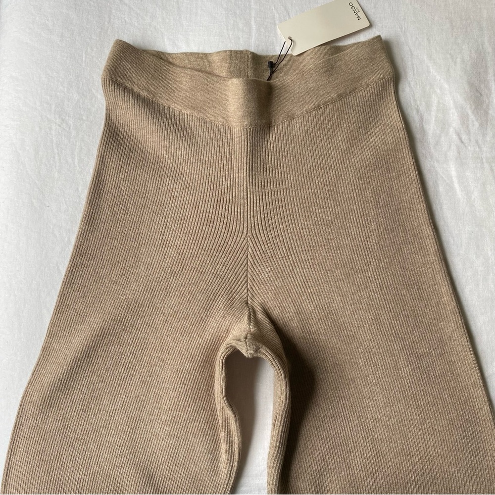 Mango ribbed knit split hem trousers